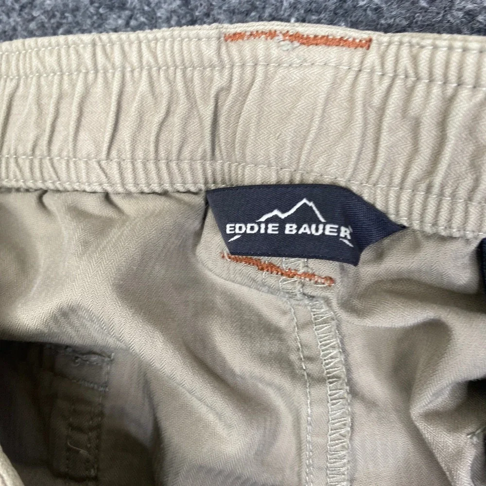 Eddie Bauer Mens Convertible Cargo Pants Khaki Tan Hiking Zip Off Shorts S 30